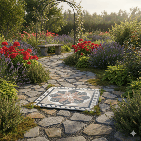 Marble Plate Table Top Flower 1,00 m - Image 2