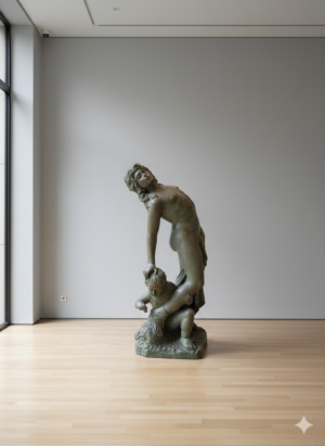 Sculpture Figure Woman with child decoration Bronze 1.08 m