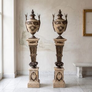 Columns with Vases Marble Beige 1.77 m