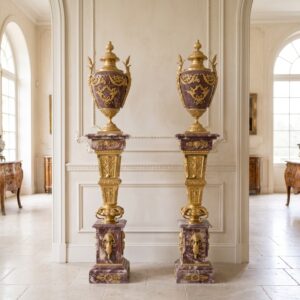 Pillars with vase marble red 1,82 m