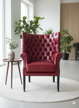 Chesterfield Leren Fauteuil Rood