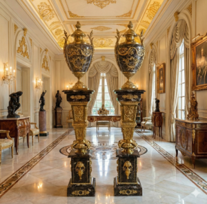 Pillars with Vases Marble Black 1.81 m