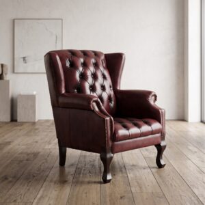 Chesterfield Leather Armchair Brown