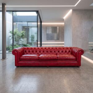 Chesterfield Sofa Couch Leather Red 2.80 m