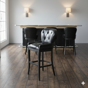 Chesterfield bar stool leather - Black