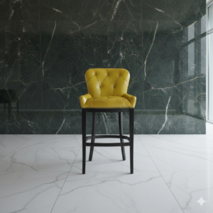 Chesterfield Barstool Leather Yellow