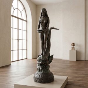 Gargoyle Fountain Woman and Fish Bronze 1,50 m