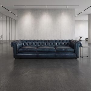 Chesterfield Couch Leather - Blue 2.80 m