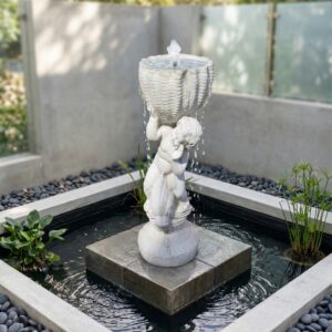 Fountain Cherub op fish 1,00 m