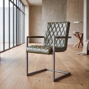 Chair Industrial Design Leather Laguna Green