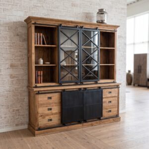 Showcase and bookcase 2,12 m Teak wood
