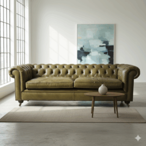 Chesterfield Sofa Couch Leather Lime 2.40 m