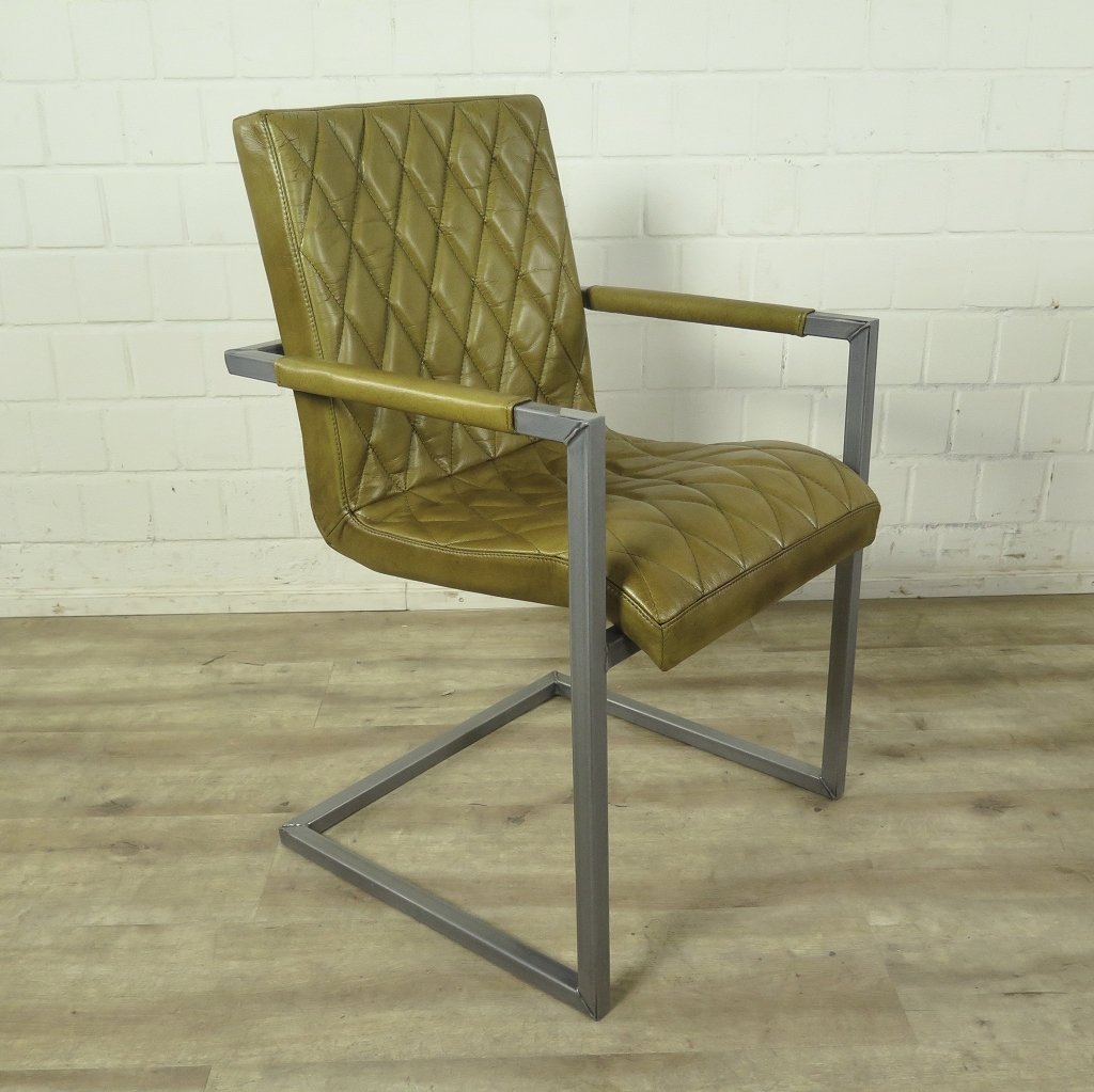 Chair Industrial Design Leather Lime - Image 5