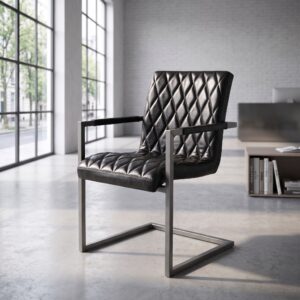 Chair Industrial Design Leather Black