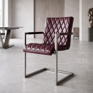 Chair Industrial Design Leather Bordeaux red