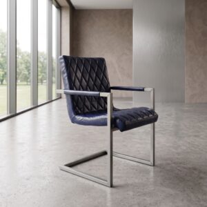 Chair Industrial Design Leather Indigo Blue