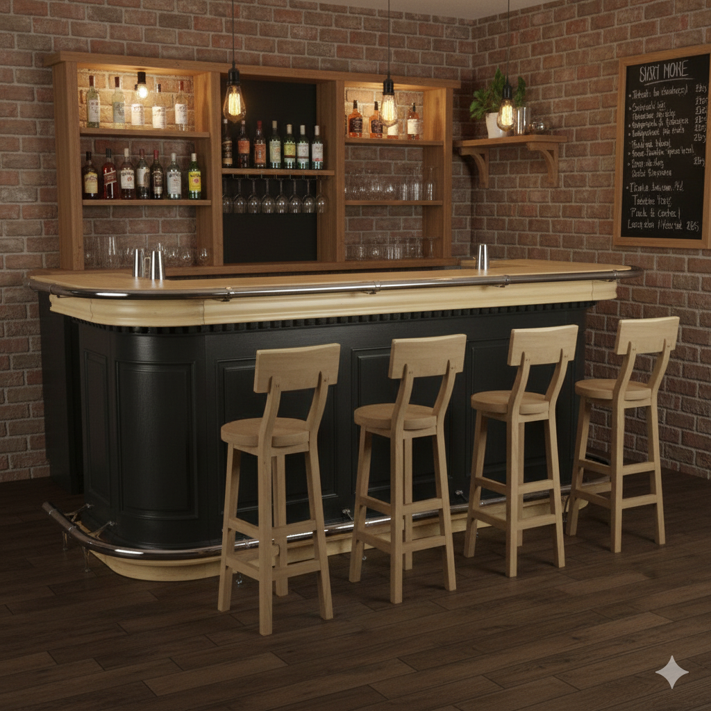 Bar stool Teak wood - Image 2