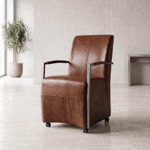 Chair with wheels Cognac
