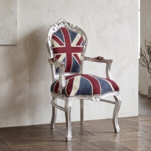 Baroque chair England Silver-UK flag