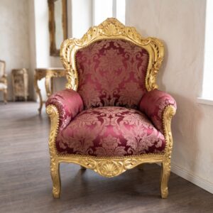 Armchair Baroque Style Gold-Burgundy