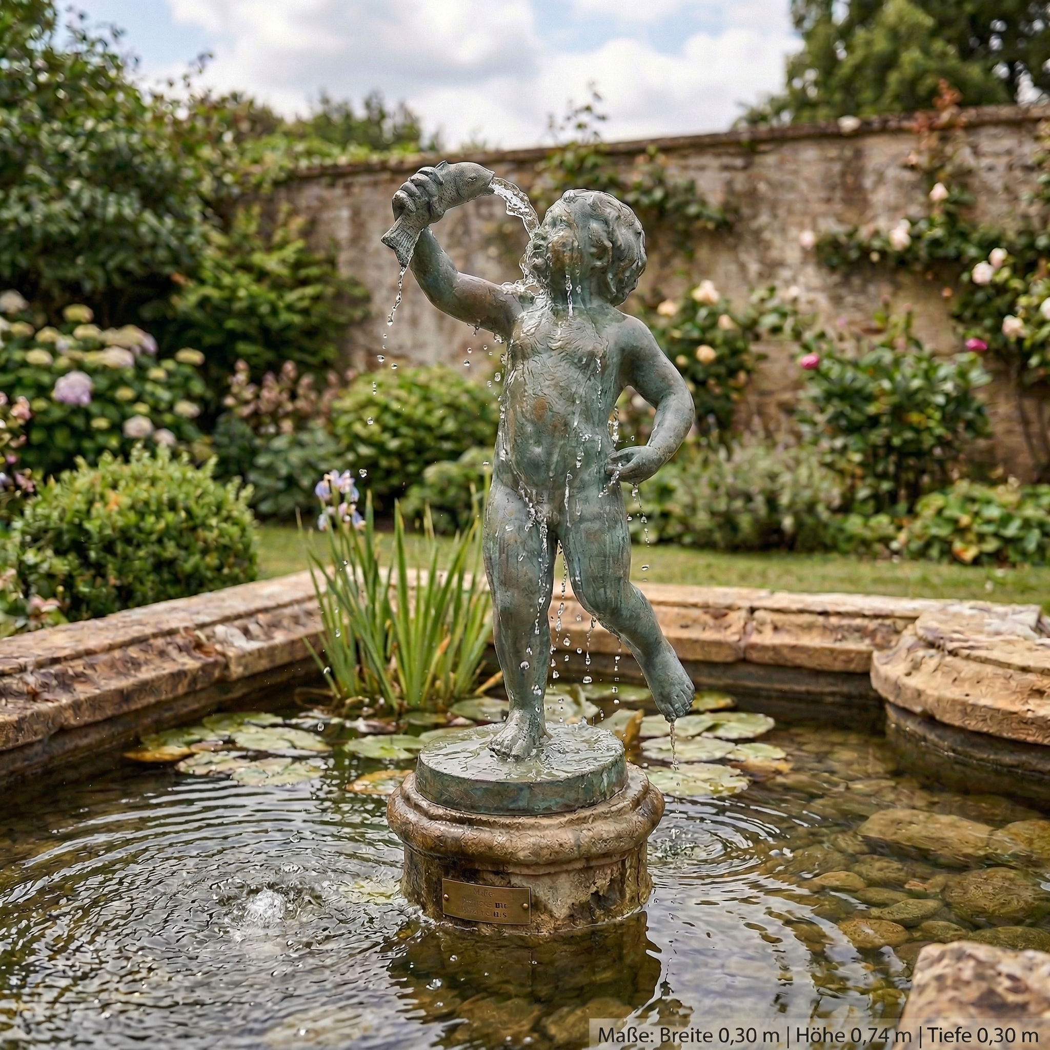 Fountain Boy with Fish Bronze 0.70 m - Image 2