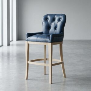 Chesterfield Bar Stool Leather Blue