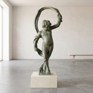 Statue Boy with Canvas Bronze 0.95 m