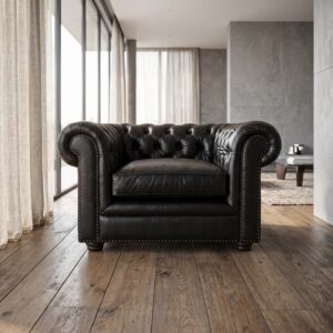 Chesterfield Armchair Leather Black