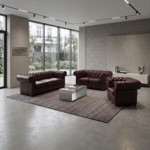 Chesterfield Sofa Leather Bordeaux