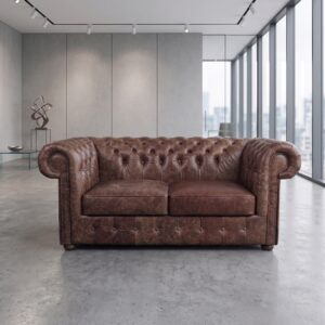 Chesterfield Sofa Leather Antique Brown 1,80 m