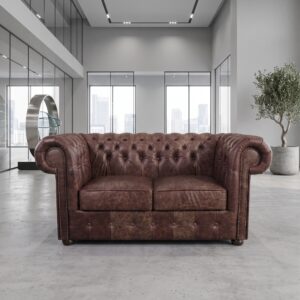 Chesterfield Sofa Leather Antique Brown 1,56 m