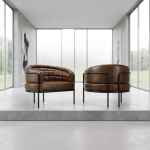 Armchair Lounge Club Leather 0.86 m Brown