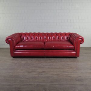 Chesterfield Sofa Leather Red 2.40 m