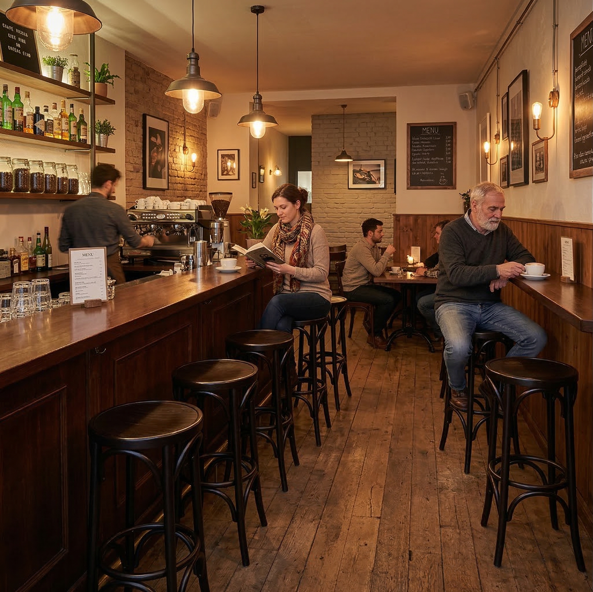 Barstool Solid Wood Brown - Image 2