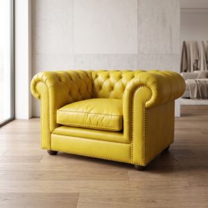 Chesterfield Armchair Leather Yellow
