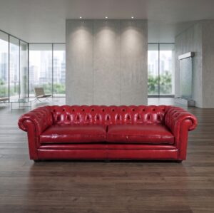 Chesterfield Sofa Leather Red 2.40 m
