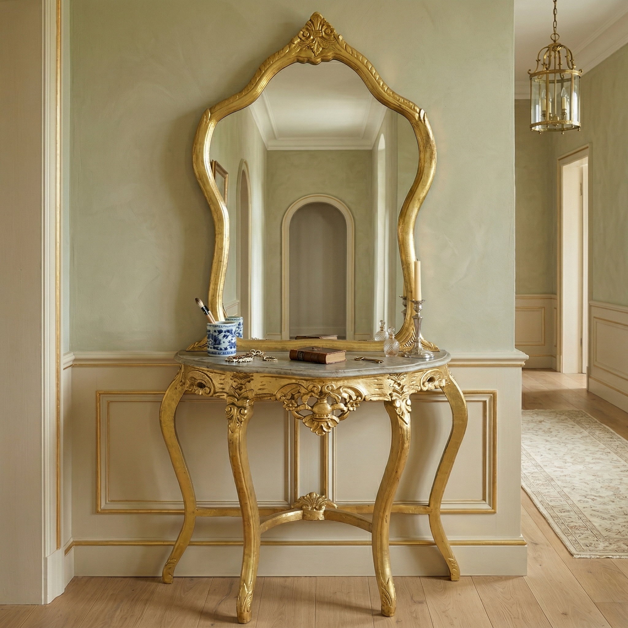 Mirror with Side Table Gold 0.96 m - Image 2