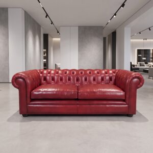 Chesterfield Sofa Leather Red  2.10 m