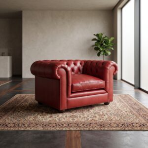 Chesterfield Armchair Leather Red