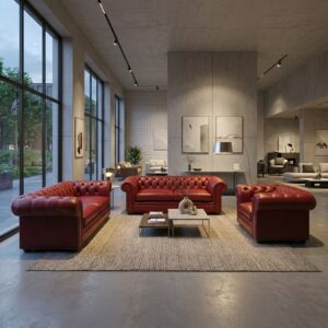 Chesterfield Sofa Leather Red