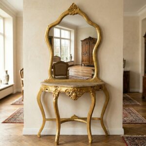 Mirror with Side Table Gold 0.96 m