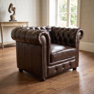 Chesterfield Armchair Leather Brown