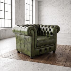Chesterfield Armchair Leather Groen