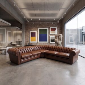 Chesterfield Corner Sofa Red Brown 2,90 m x 2,80 m