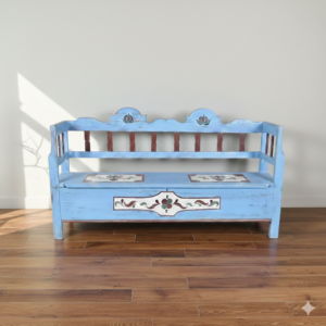 Bench Blue 1,98 m Jugendstil 1910 Pine