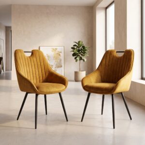 Retro Design Dining Chair Yellow Set Price