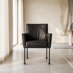 Retro Design Dining Chair Black Leather