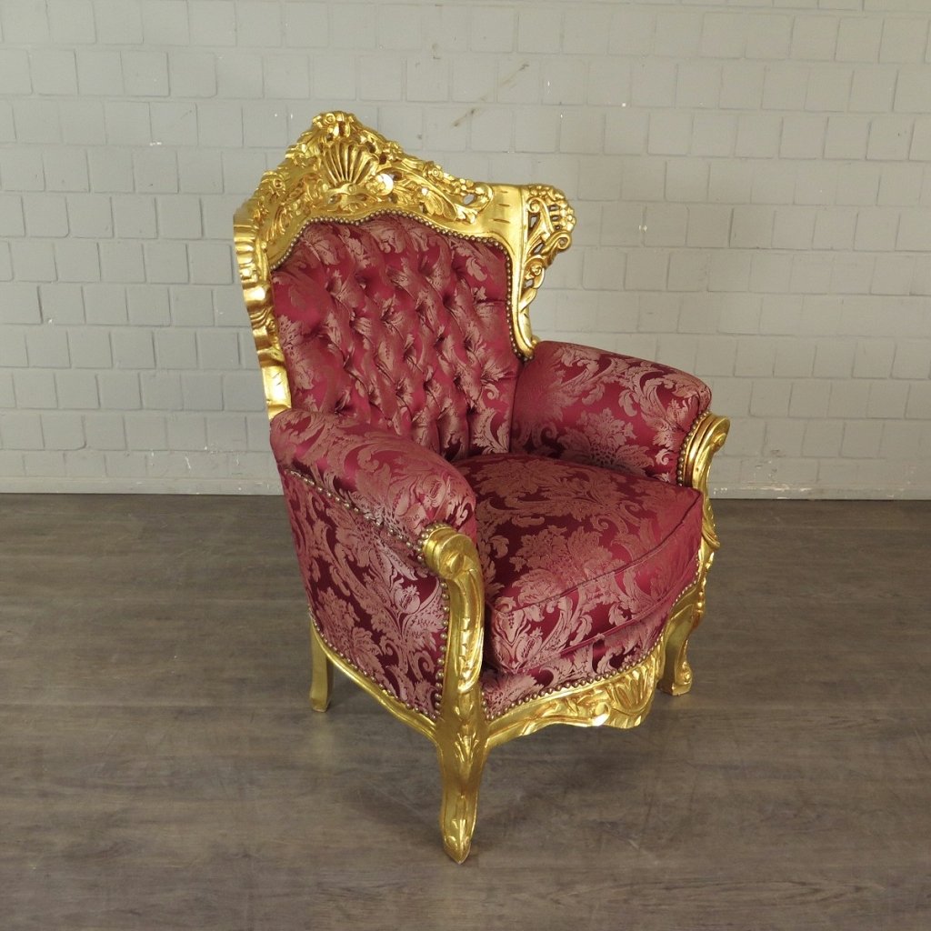 Baroque Armchair Red-Gold - Image 4