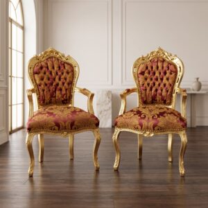 Baroque Chair Red-Gold Set Price