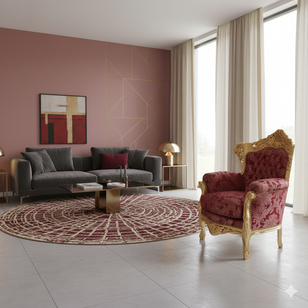 Baroque Armchair Red-Gold - Image 2